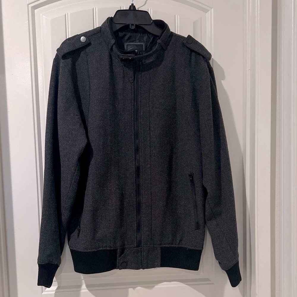 Elixir Men's Black Military Style Wool fleece Jacket Size XL Full Zip